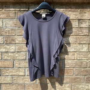 Gray Ruffle Cap Sleeve H&M Top